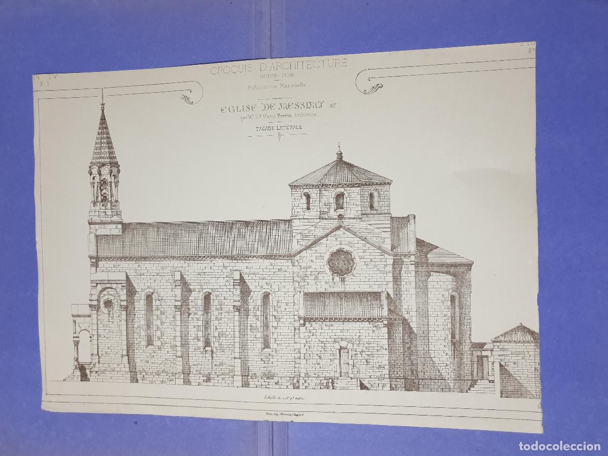 Arte: CROQUIS ARQUITECTONICO DE EPOCA.IMP.MONROC ,PARIS