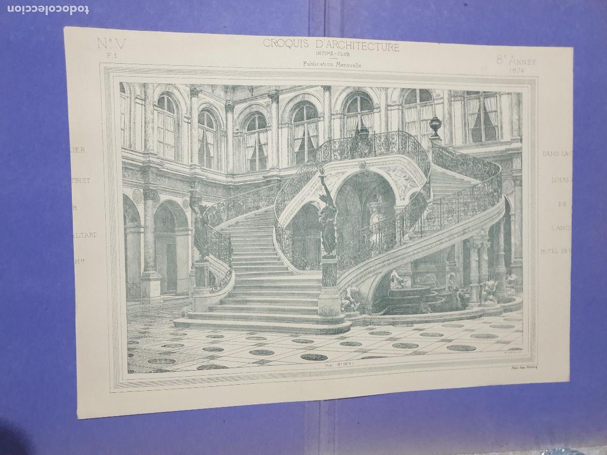 Arte: CROQUIS ARQUITECTONICO DE EPOCA.IMP.MONROC ,PARIS