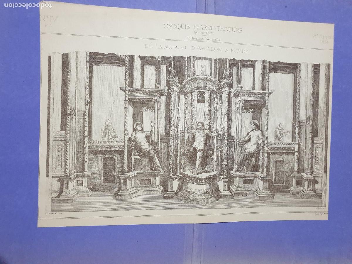Arte: CROQUIS ARQUITECTONICO DE EPOCA.IMP.MONROC ,PARIS