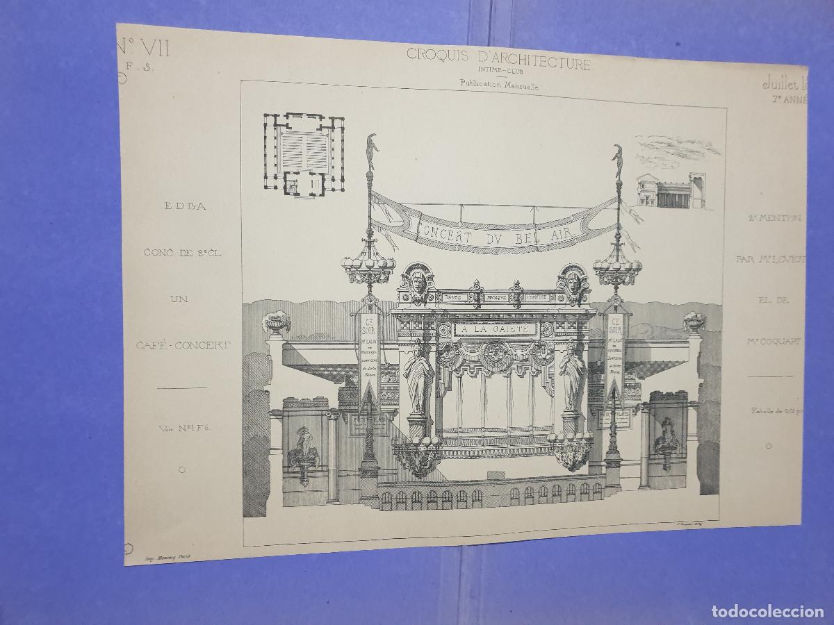 Arte: CROQUIS ARQUITECTONICO DE EPOCA.IMP.MONROC ,PARIS