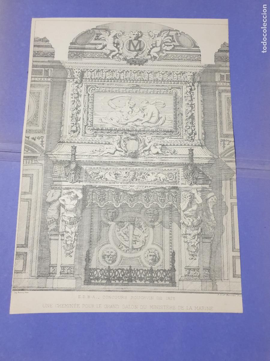 Arte: CROQUIS ARQUITECTONICO DE EPOCA.IMP.MONROC ,PARIS