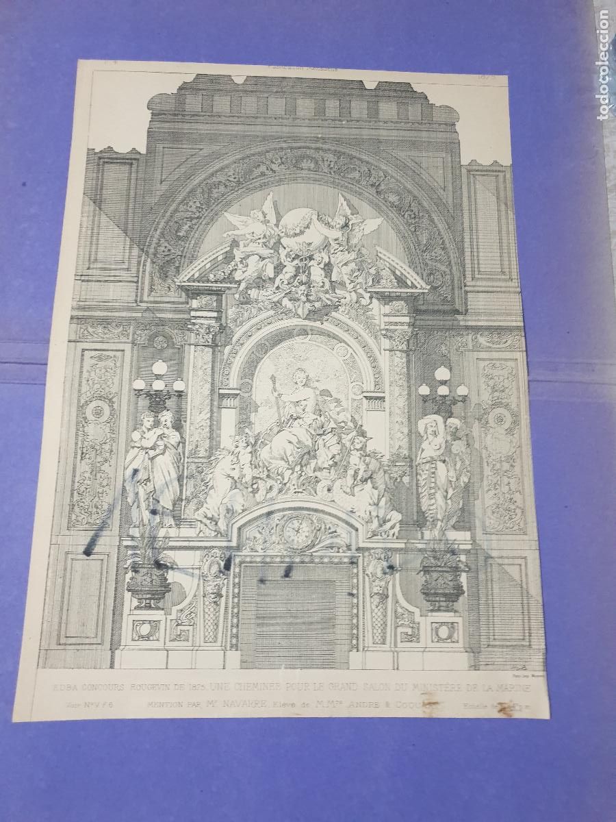 Arte: CROQUIS ARQUITECTONICO DE EPOCA.IMP.MONROC ,PARIS