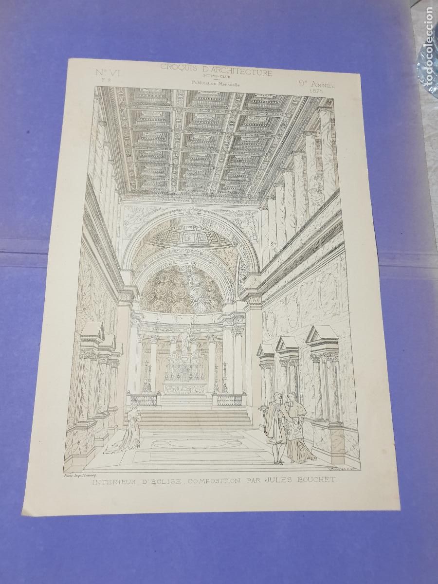 Arte: CROQUIS ARQUITECTONICO DE EPOCA.IMP.MONROC ,PARIS