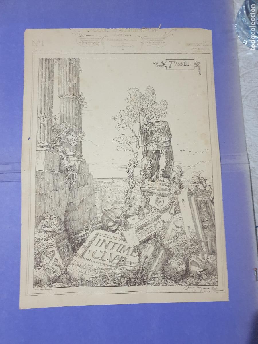 Arte: CROQUIS ARQUITECTONICO DE EPOCA.IMP.MONROC ,PARIS
