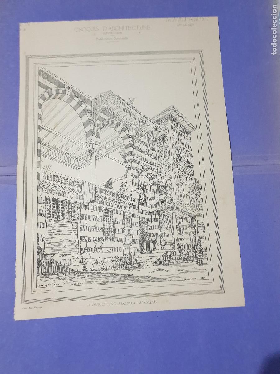 Arte: CROQUIS ARQUITECTONICO DE EPOCA.IMP.MONROC ,PARIS