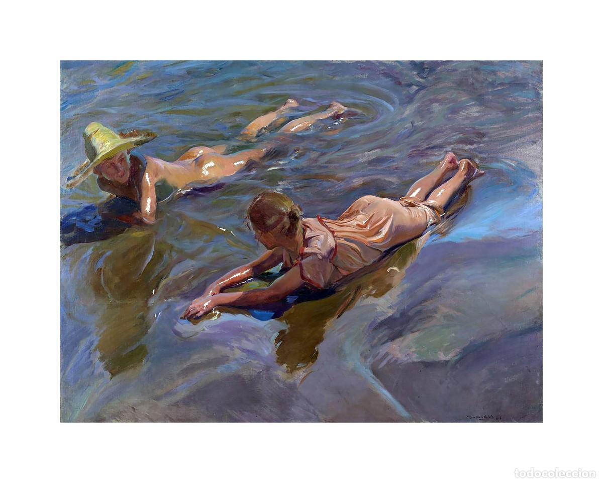 Arte: L&aacute;mina (40 x 32 cm) del cuadro Idilio en el Mar, de Joaqu&iacute;n Sorolla. Tema: Pintura, Arte.
