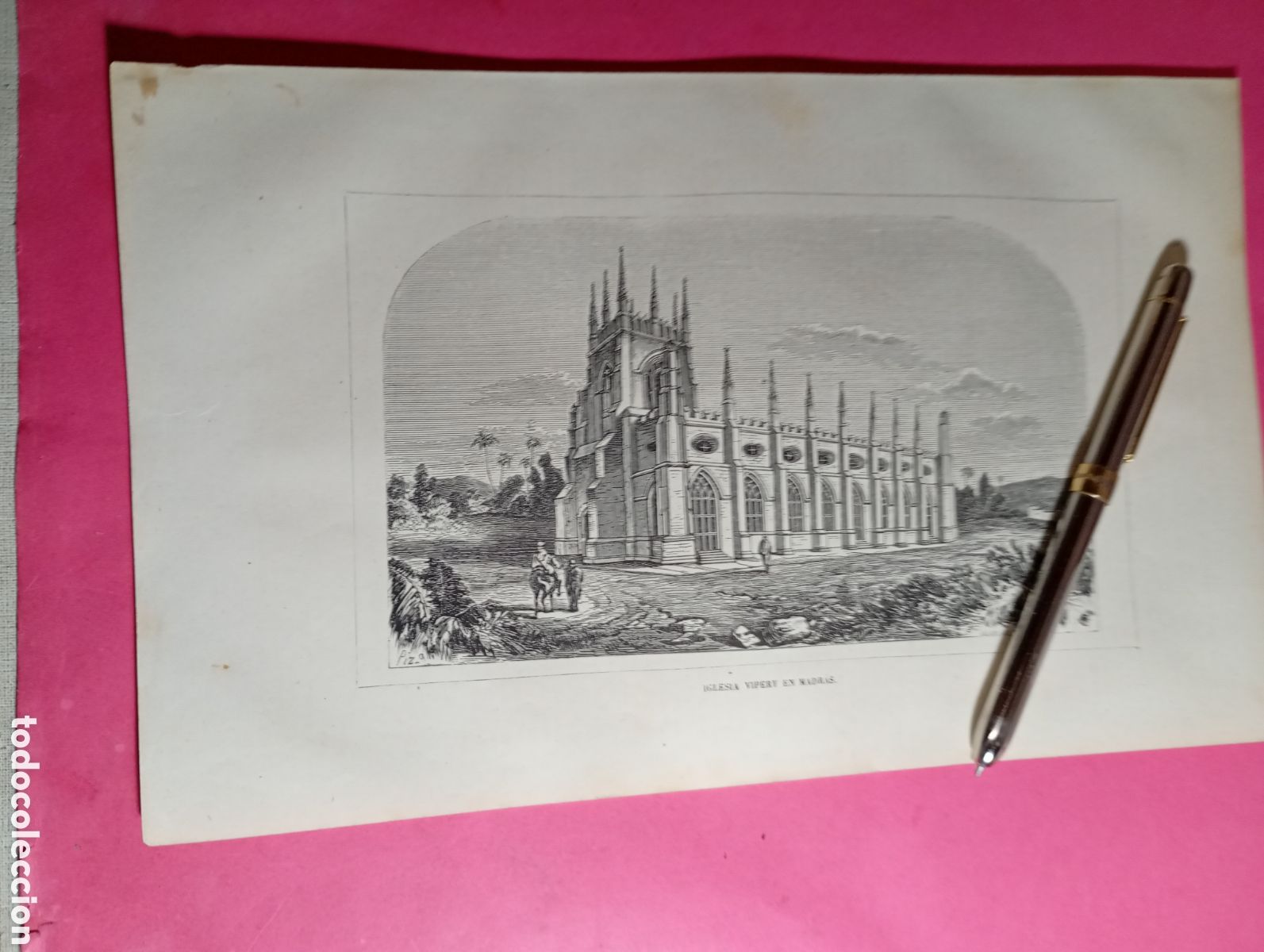 Arte: INDIA IGLESIA EN VIPERY EN MADRAS- LAMINA FIN XIX INICIO XX