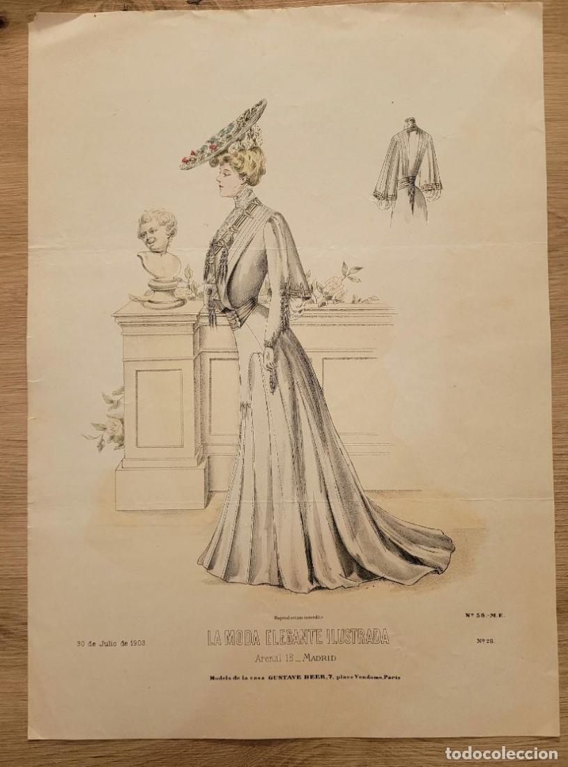 Arte: LAMINA ANTIGUA 1903 LA MODA ELEGANTE ILUSTRADA GUSTAVE BEER PARIS N 28 37.5X27cm
