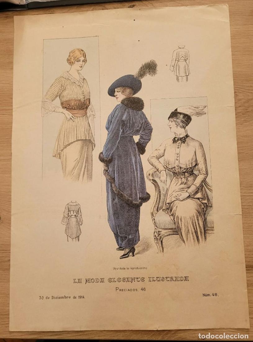 Arte: LAMINA ANTIGUA 1914 LA MODA ELEGANTE MADRID PRECIADOS CROQUIS PATRON. 37.5X27cm ESPA&Ntilde;A SPAIN