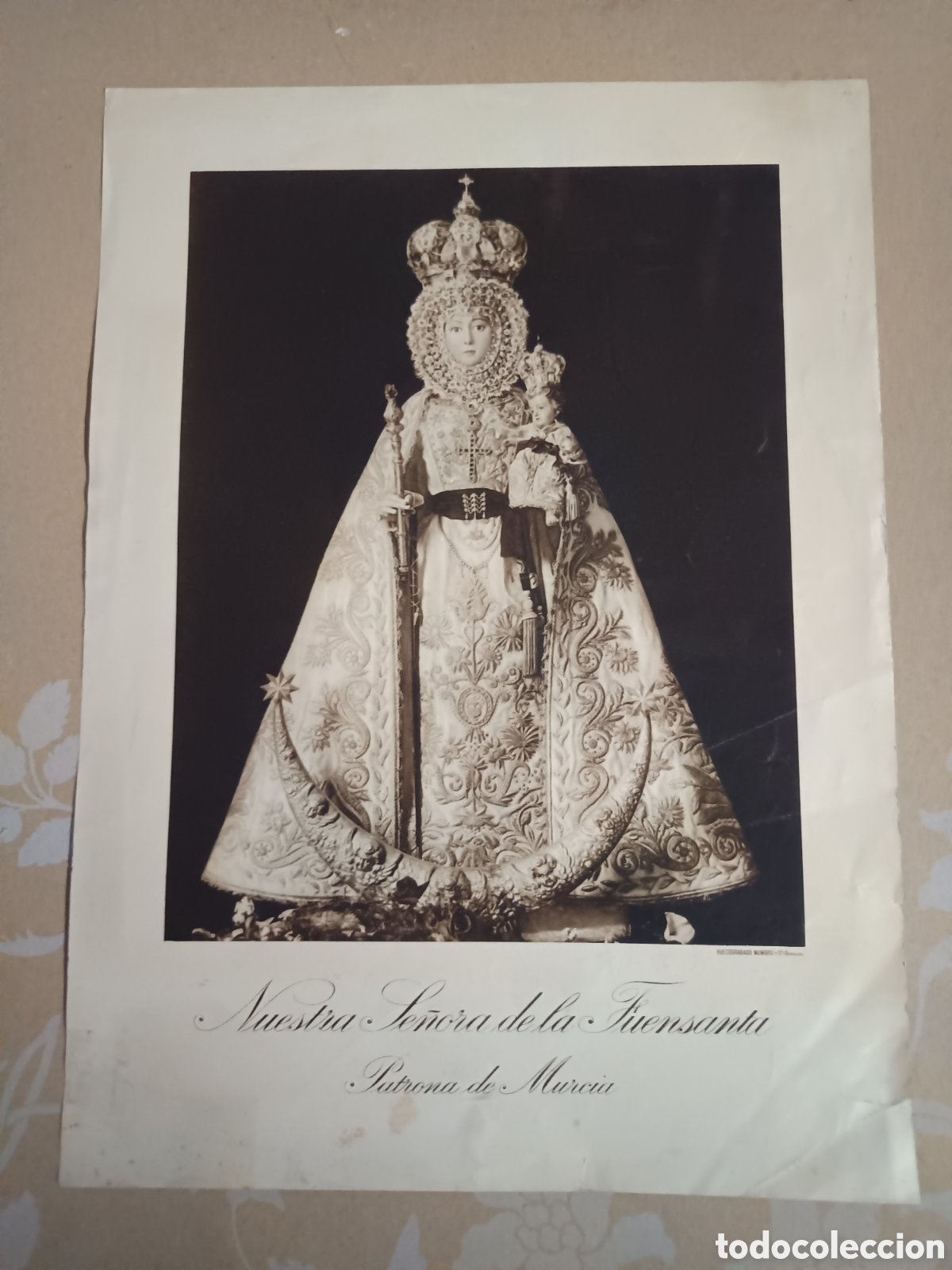 Arte: Virgen de la Fuensanta huecograbado Mumbr&uacute; y compa&ntilde;&iacute;a Barcelona