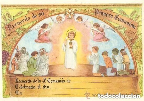 Arte: L&aacute;mina RECUERDO PRIMERA COMUNION - Lamina tama&ntilde;o Cuartilla aproximadamente