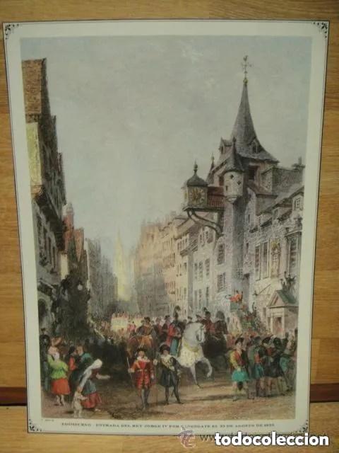 Arte: Edimburgo - reproduccion de antiguo grabado - lamina en papel cartulina procedente de publicacion