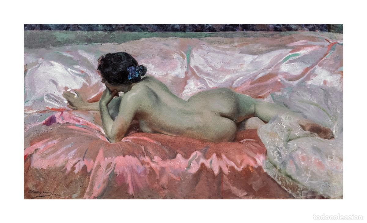 Arte: L&aacute;mina (46 x 28 cm) del cuadro Desnudo de Mujer, de Joaqu&iacute;n Sorolla. Tema: Pintura, Arte.