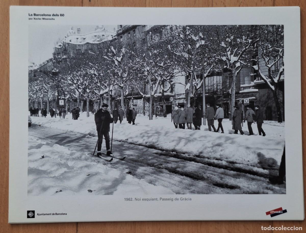 Arte: LAMINA DE XAVIER MISERACHS -LA BARCELONA DELS 60 - 1962 NOI ESQUIANT PASSEIG DE GRACIA - NUEVA