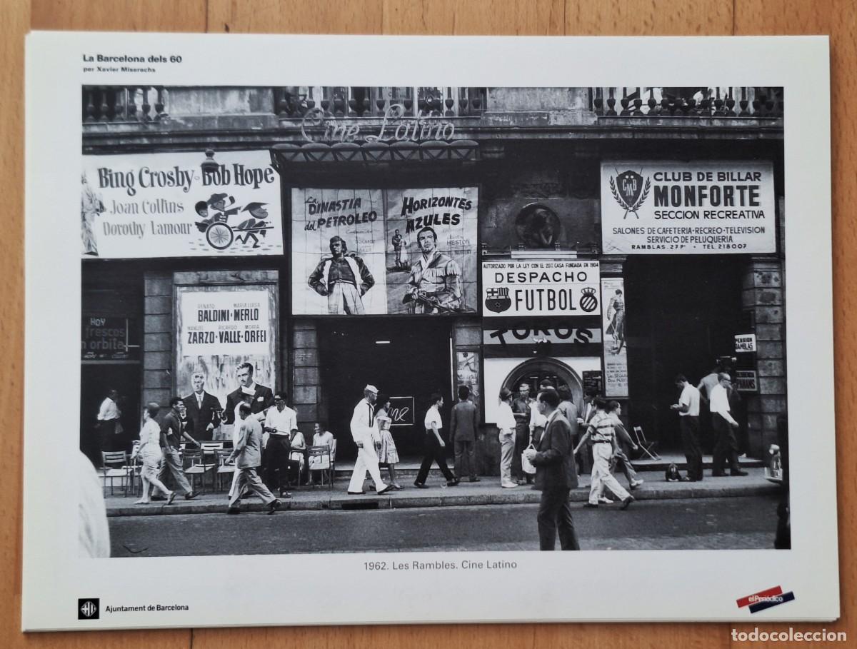 Arte: LAMINA DE XAVIER MISERACHS -LA BARCELONA DELS 60 - 1962 LES RAMBLES CINE LATINO - NUEVA