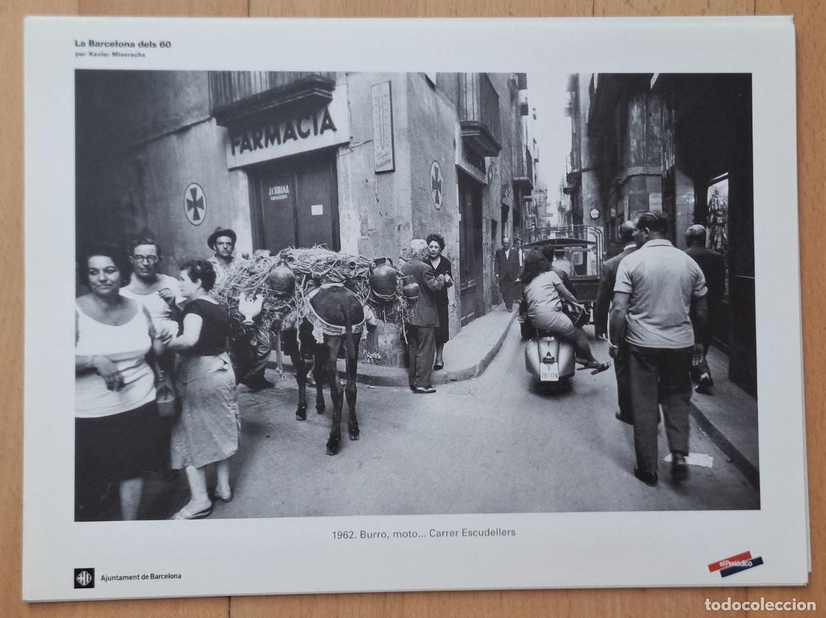 Arte: LAMINA DE XAVIER MISERACHS -LA BARCELONA DELS 60 - 1962 BURRO, MOTO, CARRER ESCUDELLERS - NUEVA