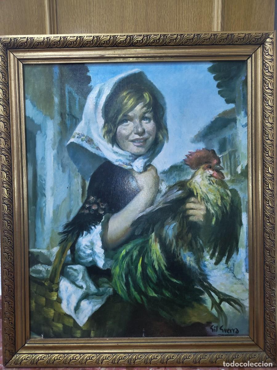 Arte: Cuadro cl&aacute;sico joven y gallo Gil Guerra