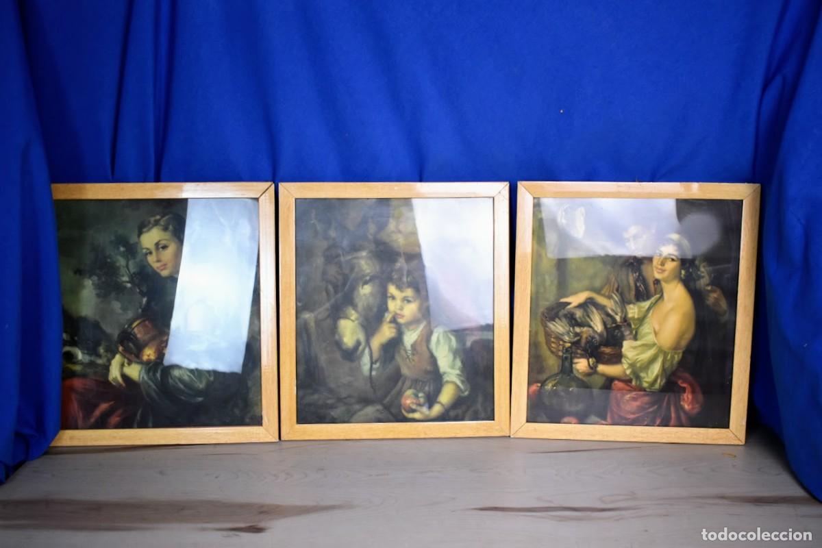 Arte: Lote 3 Cuadros Vintage Cl&aacute;sicos - Marcos de Madera