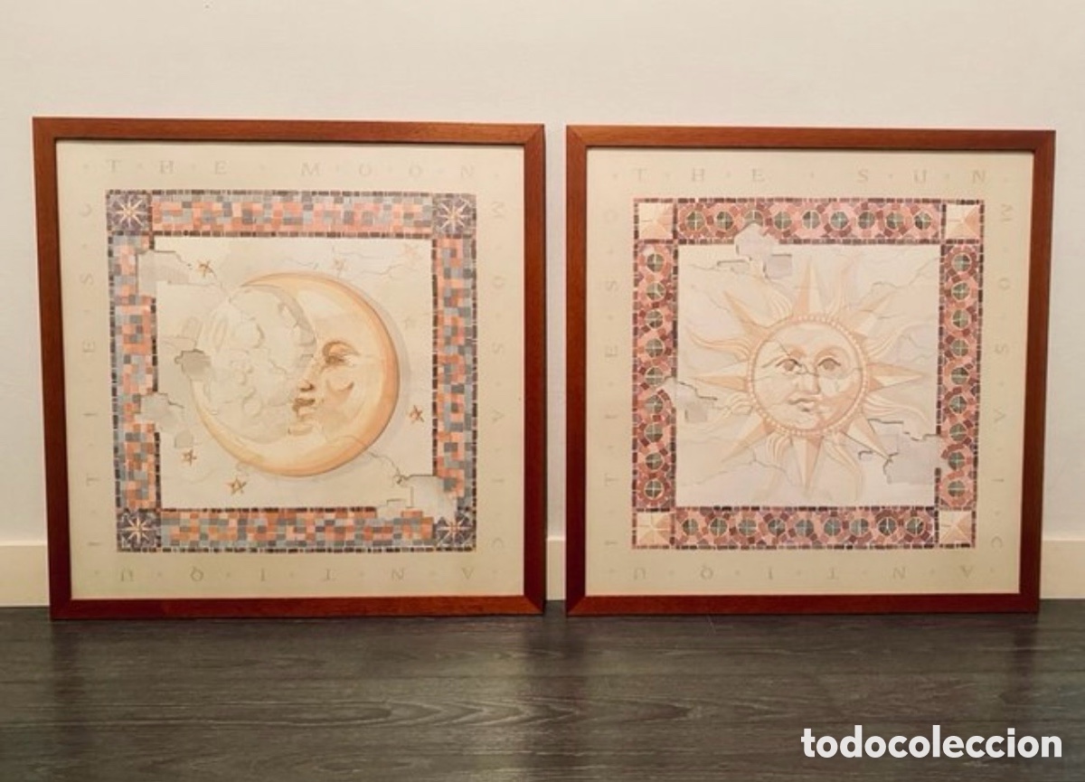 Kunst: Pareja de cuadros decorativos Sol y Luna (Estilo Vintage / 90s)