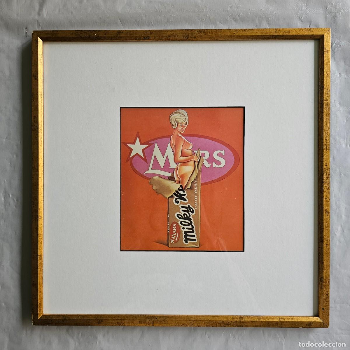 Arte: L&aacute;mina Vintage Mel Ramos &rdquo;Milky Way&rdquo; (1975) &ndash; Pop Art - Enmarcado 40x40 cm