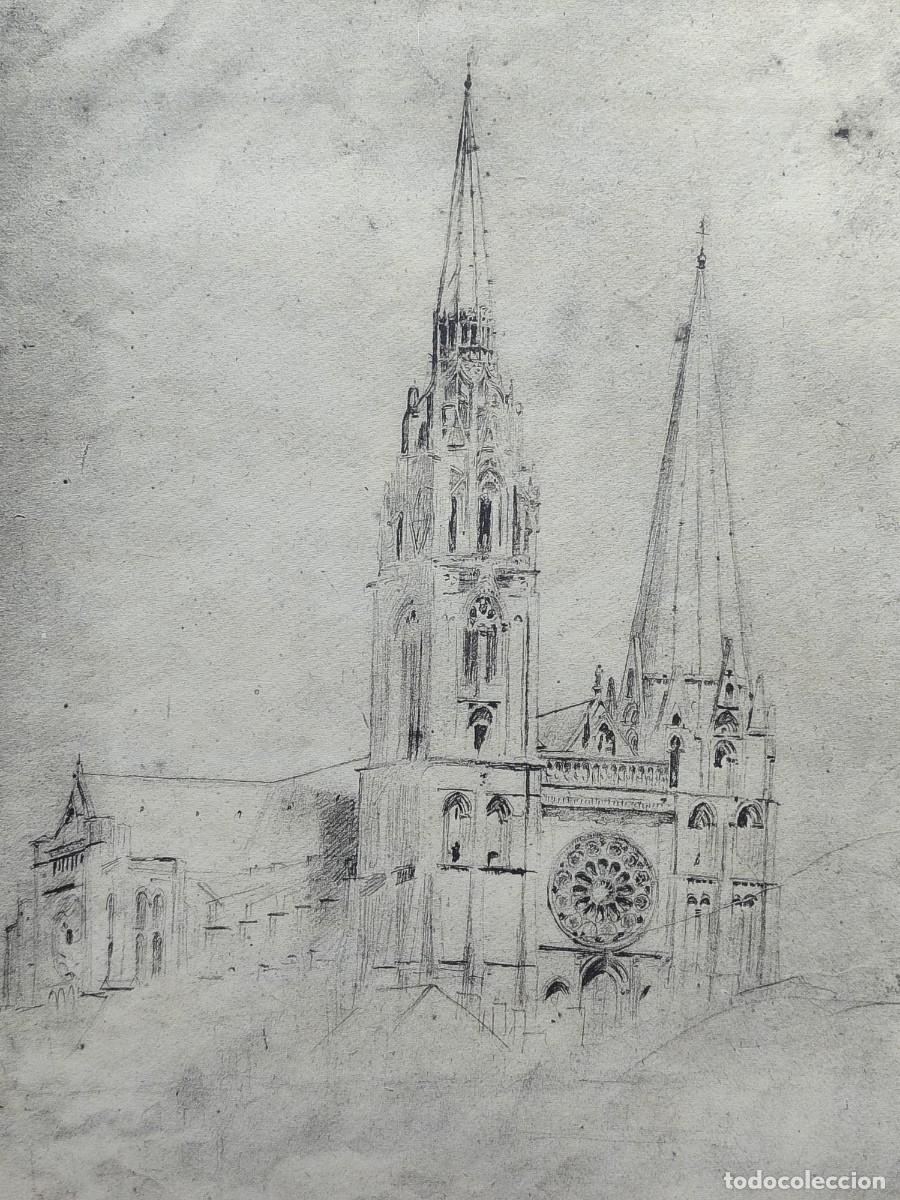 Arte: Fachada Catedral de Chartres. Trente deux dessins de Camille Corot 1974.