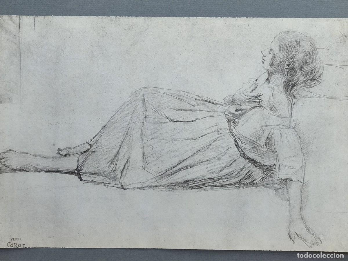 Arte: Joven reclinada. Trente deux dessins de Camille Corot - Leon Marotte 1974.