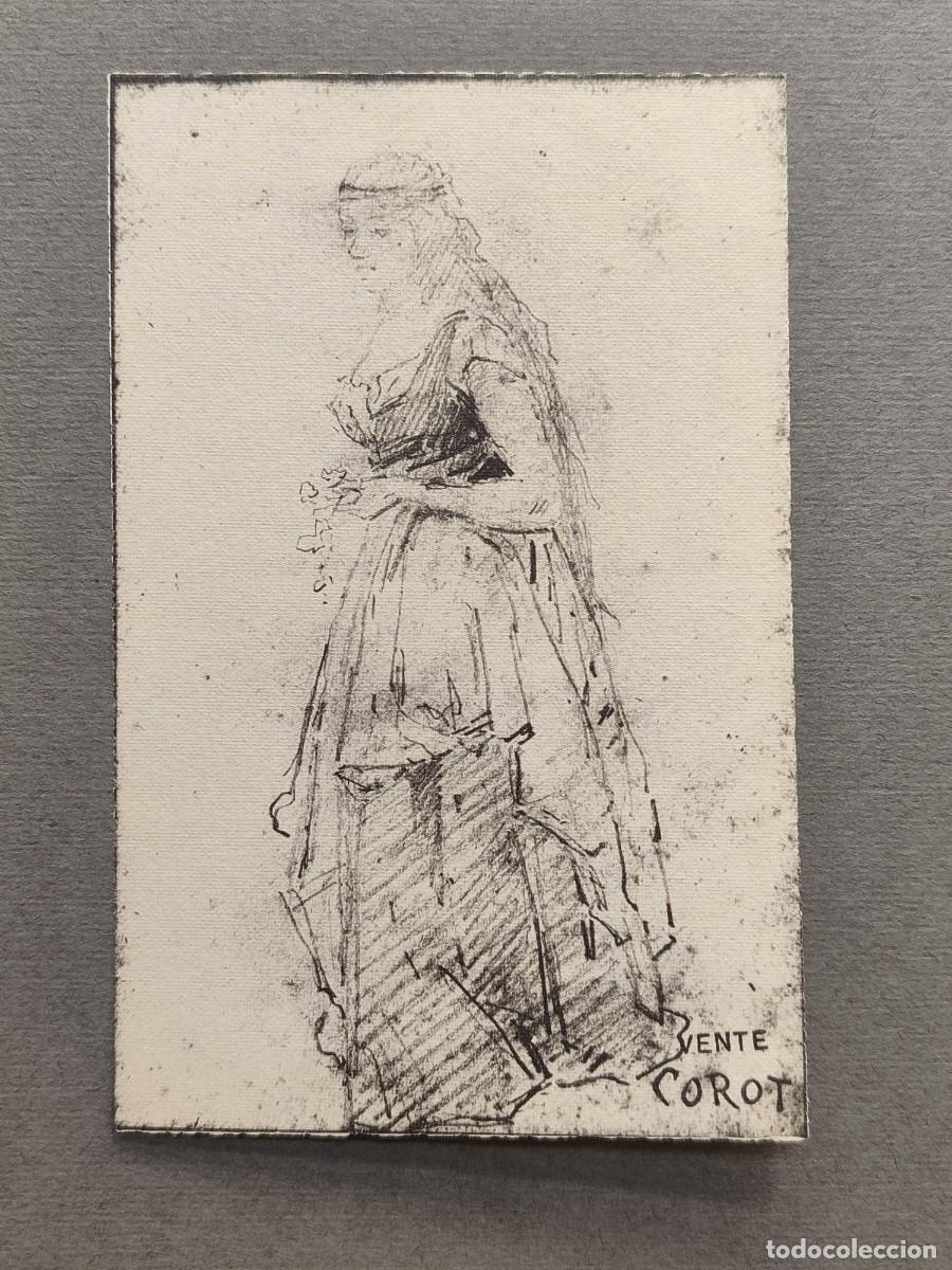 Arte: Mujer joven con flores. Trente deux dessins de Camille Corot - Leon Marotte 1974.