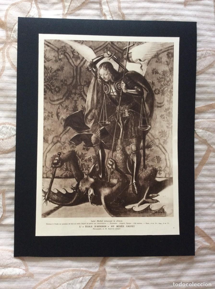Arte: Estampa hist&oacute;rica francesa de S&atilde;o Miguel Arcanjo, 1932