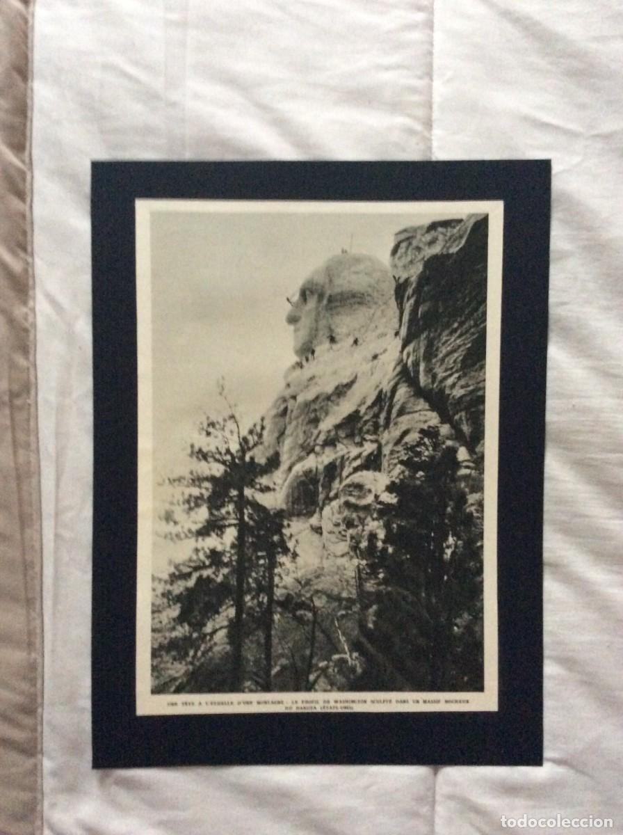 Arte: L&acirc;mina Fotogr&aacute;fica Antiga - Monte Rushmore (1935) &ndash; Perfil de George Washington
