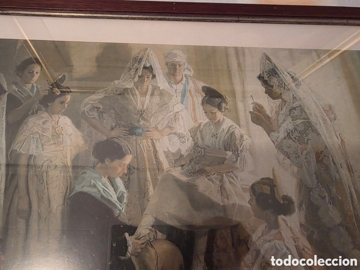 Arte: Cuadro L&aacute;mina Falleras &rdquo;Visti&eacute;ndose para la Ofrenda&rdquo; - J. Gonz&aacute;lez Alacreu