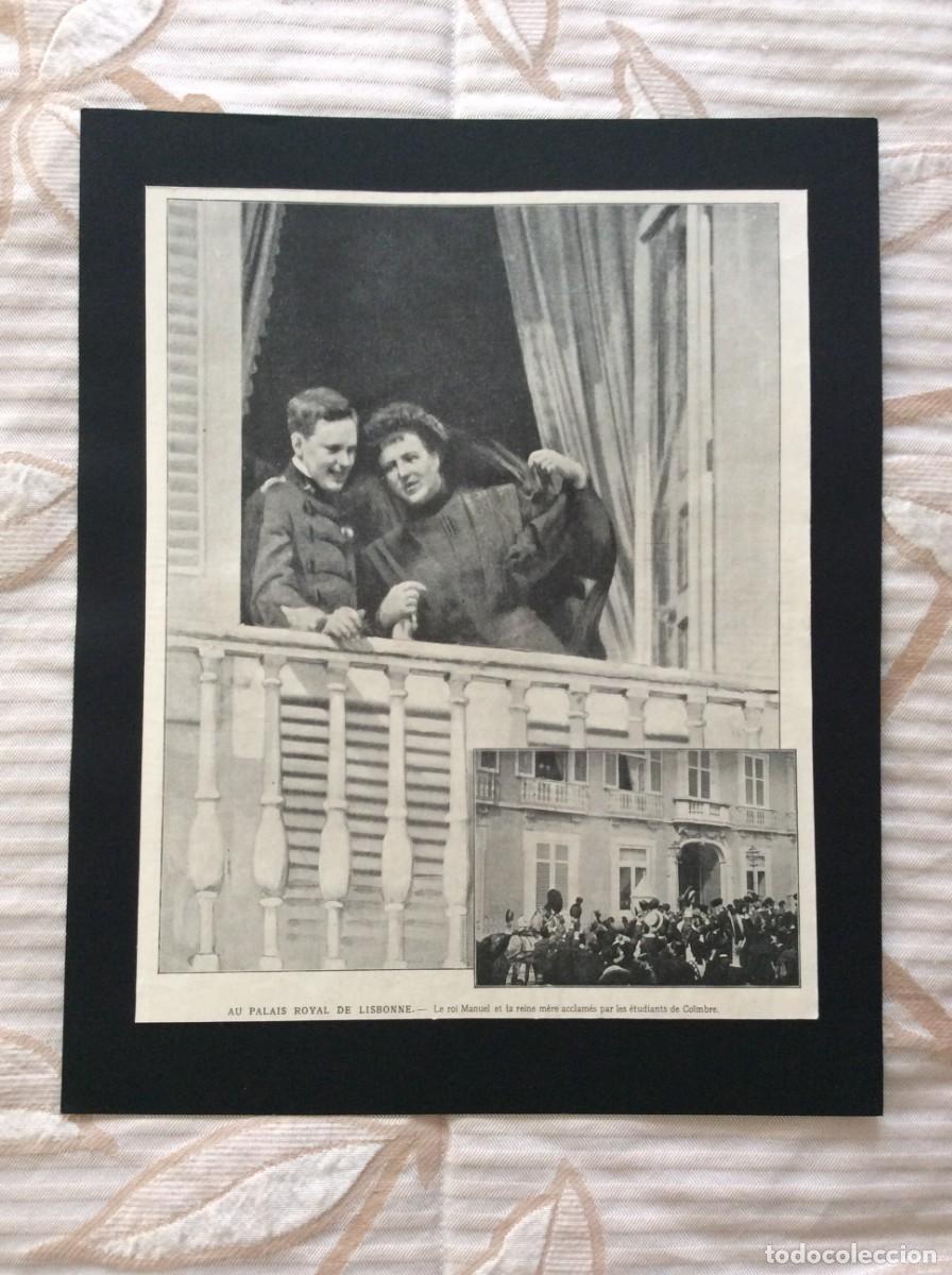 Arte: Folha Documental hist&oacute;rica 1908 - Rei D. Manuel II e Rainha D. Am&eacute;lia + Estudantes de Coimbra
