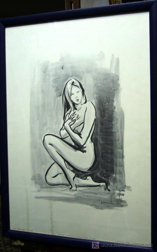 Arte: 1663.- Litografia 76x54 ,,, G.SARNO ,,, Desnudo de mujer