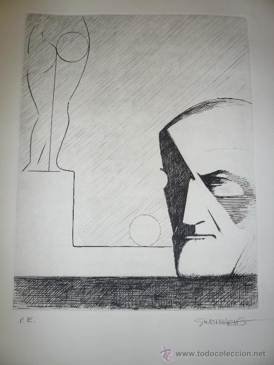 Arte: GRABADO ORIGINAL A LA PUNTA SECA DE SUBIRACHS, FIRMADA Y P. E.