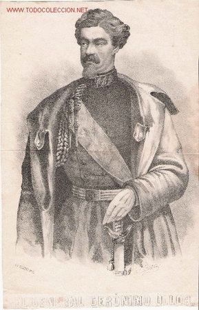 Arte: Litograf&iacute;a del General Ger&oacute;nimo  Ulloa, ( s. XIX) - Foto 1
