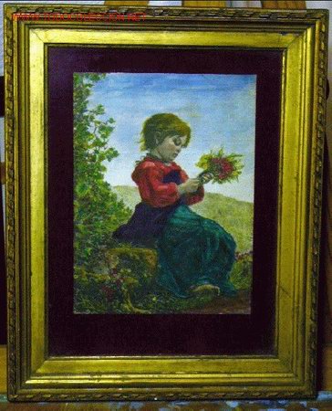 Arte: 1072.- LITO 32x25 CON MARCO,, NI&Ntilde;A CON FLORES,, BALLARIN