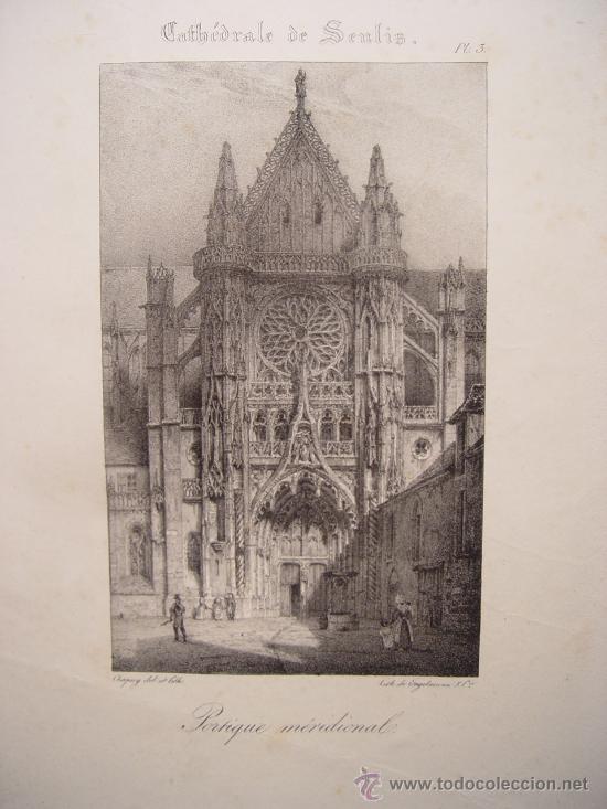 Arte: Catedral de Senlis - 5 litograf&iacute;as originales de Chapuy - Engelmann 1831