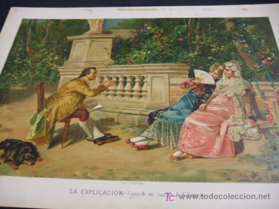 Arte: LITOGRAFIA - LA EXPLICACION - COPIA DE UN CUADRO DE E. ESTEVAN - Foto 2