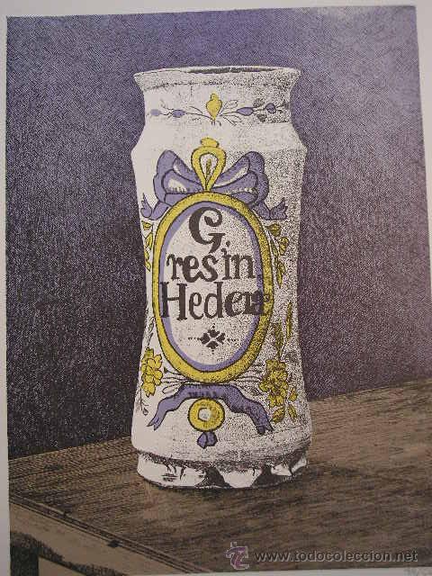 Arte: LITOGRAFIA NUMERADA Y FIRMADA REPRESENTANDO UN FRASCO ANTIGUO DE PORCELANA FARMACIA UX