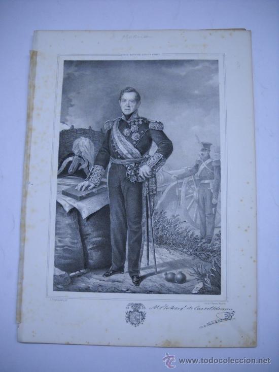 Arte: LITOGRAFIA DEL TENIENTE GENERAL marqu&eacute;s de castelldosrius (MURCIA)1852 31X43 4 P&Aacute;GINAS TEXTO