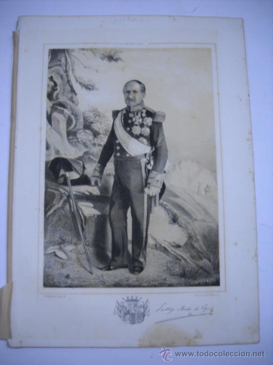 Arte: LITOGRAFIA DEL TENIENTE GENERAL SANTIAGO MENDEZ DE VIGO (ASTURIAS) 1843 31X43, 8 P&Aacute;GINAS BIOGRAFIA