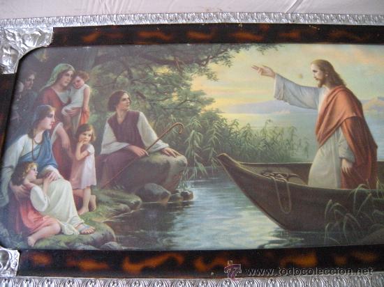 Arte: CUADRO LITOGRAF&Iacute;A JES&Uacute;S EN LA BARCA - Foto 2