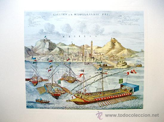 Arte: GALLYEN IN THE MIDDELLANDSE ZEE. L&Aacute;MINA LITOGRAFIADA