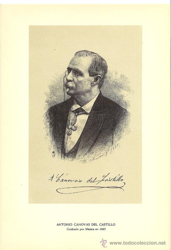 Arte: LAMINA DE D. ANTONIO CANOVAS DEL CASTILLO - Foto 1
