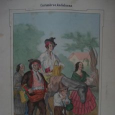 Arte: FAMILIA GITANA . - SEVILLA 1852 - 60 X 50 CM.- LITOGRAFIA ORIGINAL
