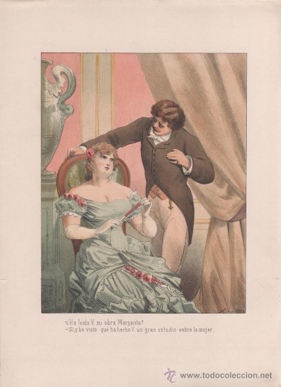 Arte: ** LA VIDA ALEGRE ** Litograf&iacute;a, 1882 - Foto 1