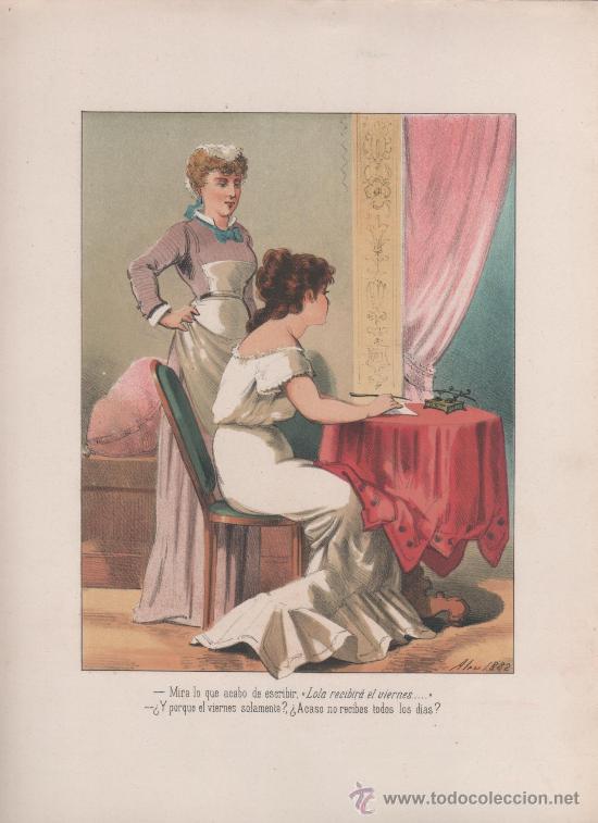 Arte: ** LA VIDA ALEGRE ** Litograf&iacute;a, 1882 - Foto 1