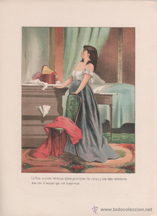 Arte: ** LA VIDA ALEGRE ** Litograf&iacute;a, 1882 - Foto 1
