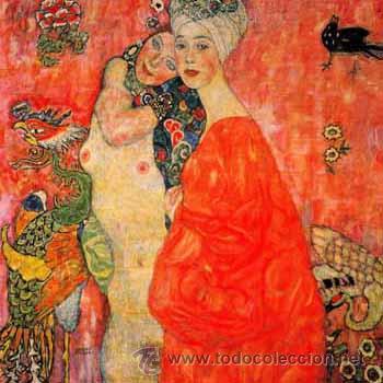 Arte: LAMINA SIMBOLISTA G. KLIMT : AMIGAS 68 X 68 cm. LITOGRAFIA OFFSET