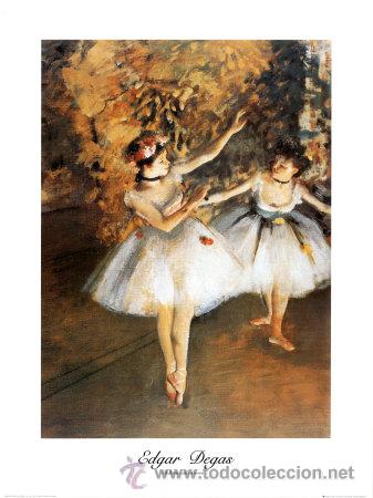 Arte: LAMINA IMPRESIONISTA DEGAS: BAILARINAS DE LA BARRA . 80 X 60 cm. LITOGRAFIA OFFSET