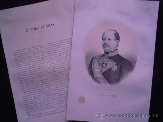 Art: litografia del duque de osuna a&ntilde;i 1867, mas una hoja con biografia.